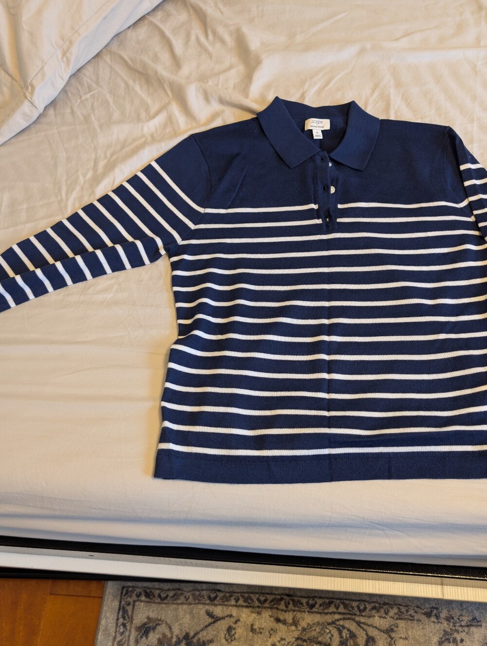 NWT J.Crew Striped merino wool-blend sweater-polo (size M)